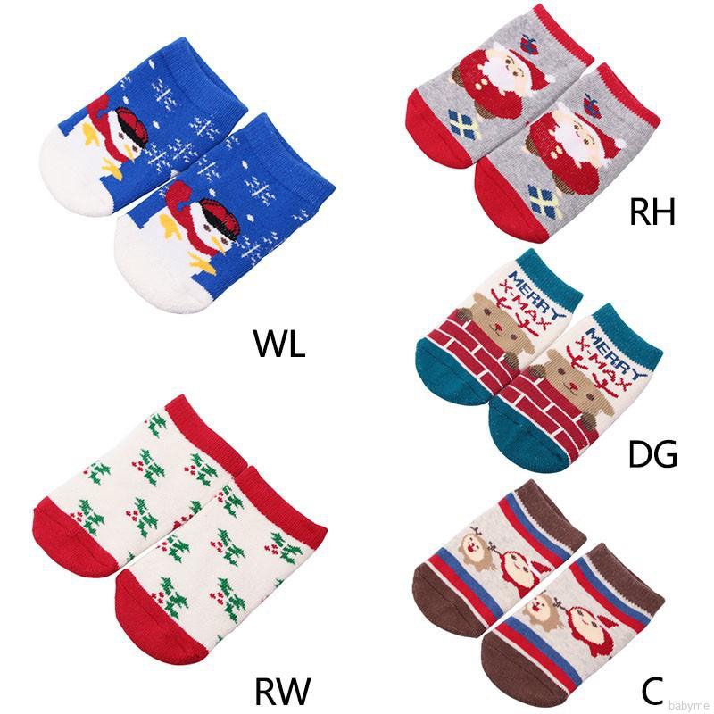 Vớ cotton chống trượt họa tiết Giáng sinh cho bé trai và gái