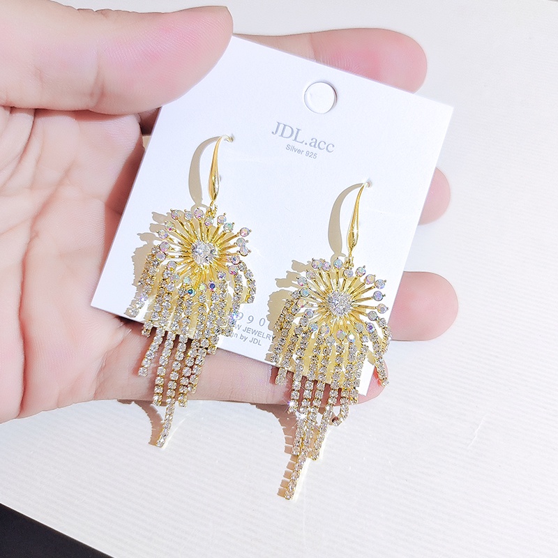 [Jiudolan] Khuyên Tai Tua Rua Dài Cường Điệu Sáng Bóng Phong Cách Âu Mỹ