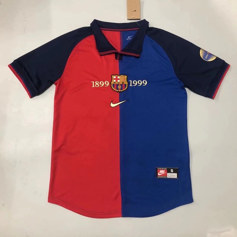 Áo Thun Bóng Đá Ngắn Tay Đội Tuyển Barcelona 1899-1999 Phong Cách retro Chất Vải Khô Thoáng Nhanh