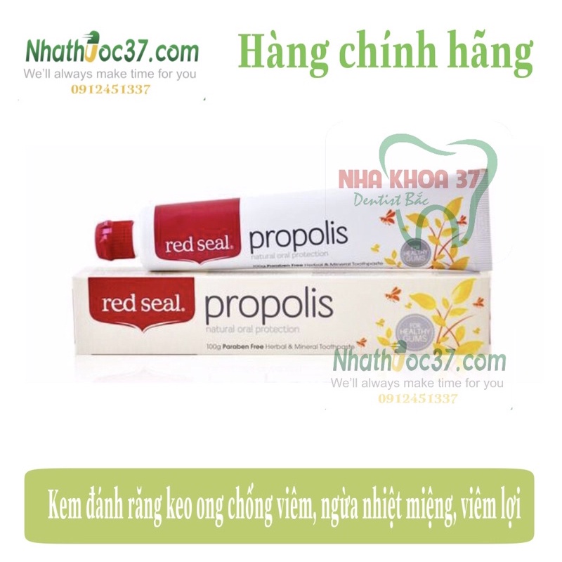 Kem đánh răng red seal Propolis 100g, Hết nhiệt miệng, hết viêm lợi và chảy máu chân răng, Chính hãng Úc