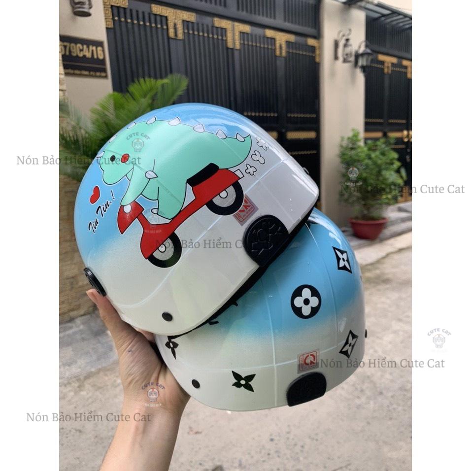 Nón Bảo Hiểm Dán Sticker Cute, Nhựa ABS Cứng Cáp Giao Màu Ngẫu Nhiên CUTE CAT
