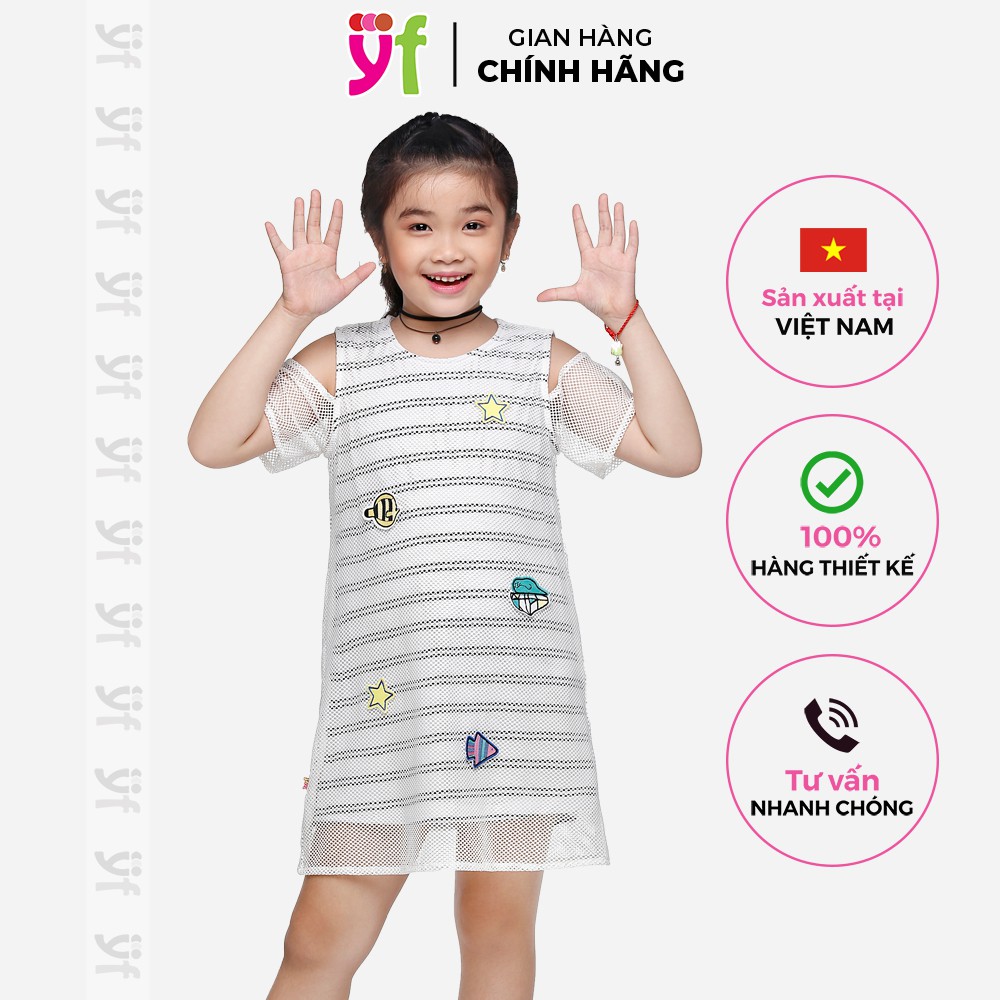 Đầm thun phối lưới YF, thiết kế hở vai nữ tính, nhẹ nhàng 8DX543