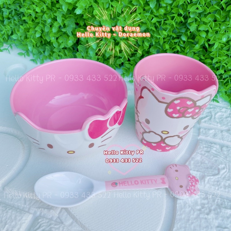 Combo chén ly muỗng Hello Kitty