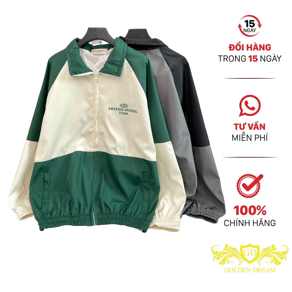 Áó Khoác Dù Cổ Bẻ Phối 2 Màu Cực Cá Tính Phong Cách Trẻ From Rộng Siêu HOT GOLDEN DREAM 387