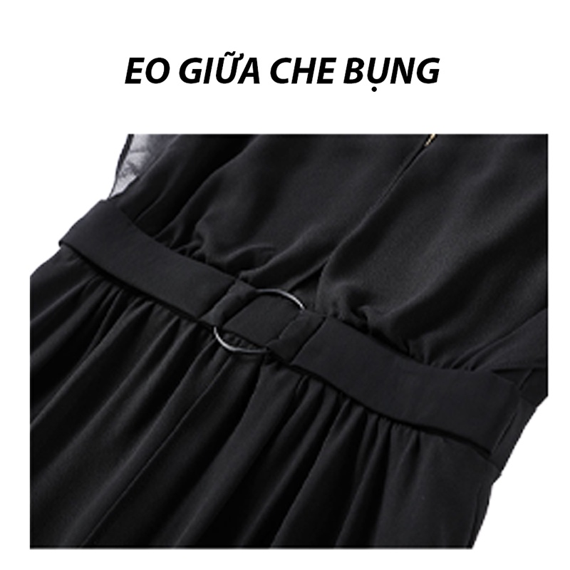 Váy trung niên cho mẹ sang trọng bigsize cao cấp dự tiệc thiết kế dáng xòe đẹp WOBE Happy Mami - L220 | BigBuy360 - bigbuy360.vn