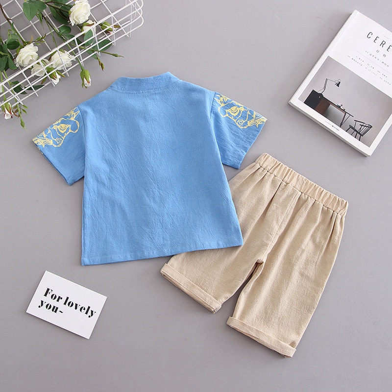 Bộ Đồ Hán Phục Năm Mới Vải Cotton Lanh Kiểu Trung Hoa Retro Cá Tính Cho Bé Trai