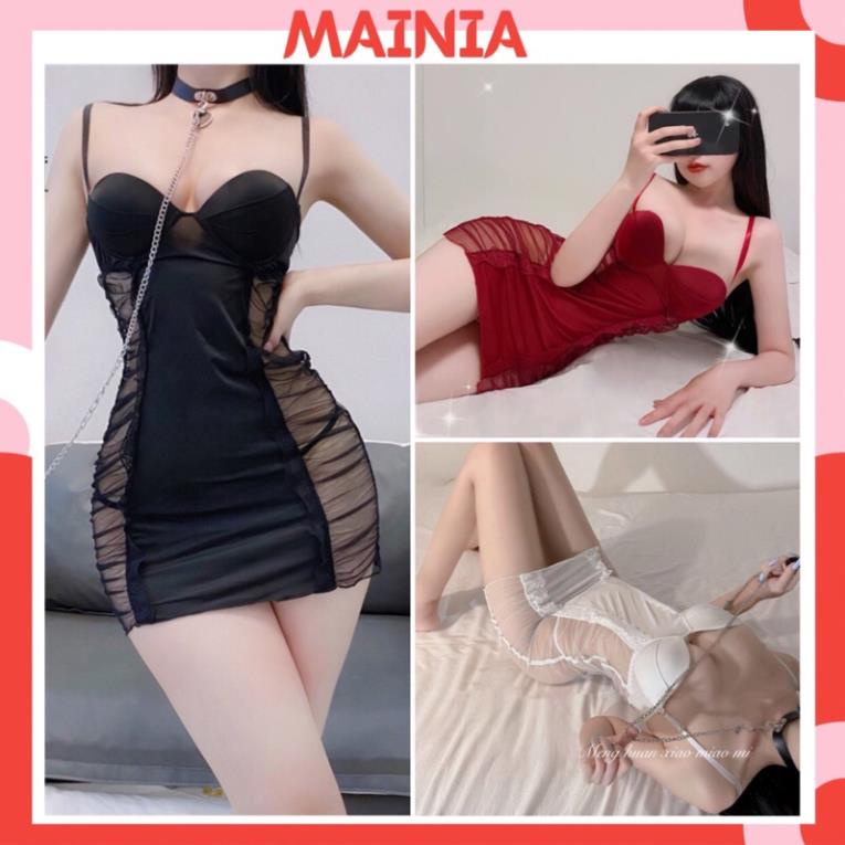 8.8 Đầm Ngủ Body Hai Dây Có Gọng Đệm Ngực Phối Ren Xuyên Thấu Sexy Váy Ngủ Gợi Cảm Quyến Rũ Mainia Official Shop