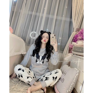 Bộ ngủ lông cừu  họa tiết cute