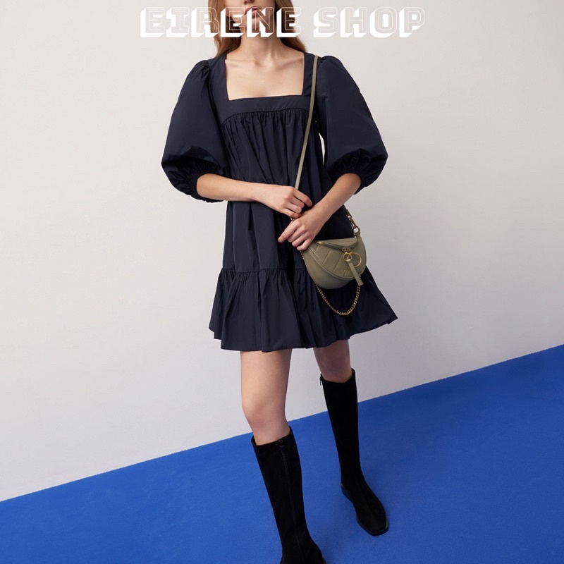 Túi Bao Tử CNK Túi CK Bụng Bản Ba Dây Đeo Hình Bán Nguyệt Có Nếp Nhăn Wrinkled Effect Half-Moon Crossbody Bag