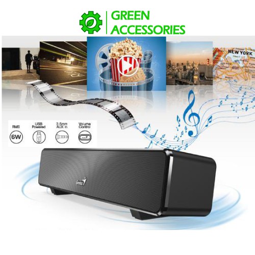 Loa soundbar Genius 100 Âm Thanh Vòm Sống Động | Loa kép công suất 6W Âm Thanh Rạp Chiếu PHim
