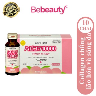 Set 10 Chai Collagen De Happy 10000mg Dạng Nước Nhật Bản Chống Lão Hóa Và Sáng Da