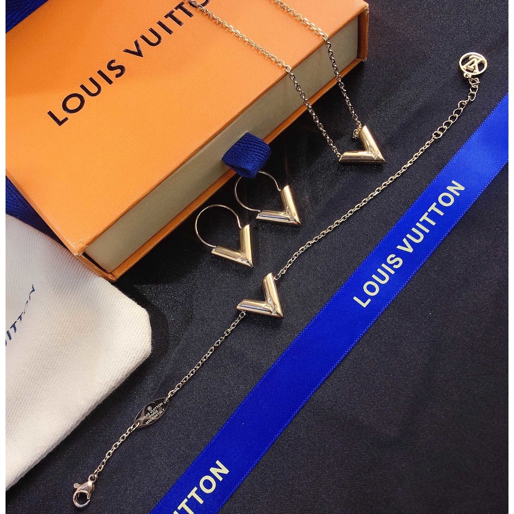 LOUIS VUITTON Khuyên Tai Tròn Bằng Thép Titan In Logo LV Thời Trang