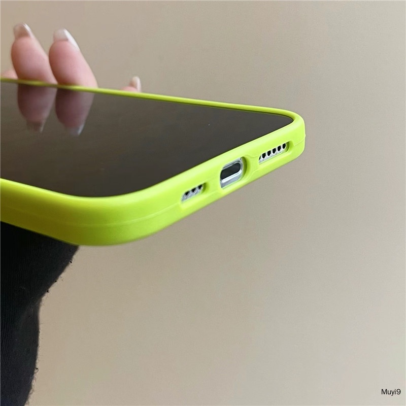 Bìa Mềm Ins Cá Tính Sáng Tạo Đơn Giản Gấp Gauffer Xanh Huỳnh Quang Cho iPhone15ProMax iPhone13promax12ProMAX I12 11PROMAX i13 Vỏ Mềm AirPods1 / 2 Vỏ AirPods Mới