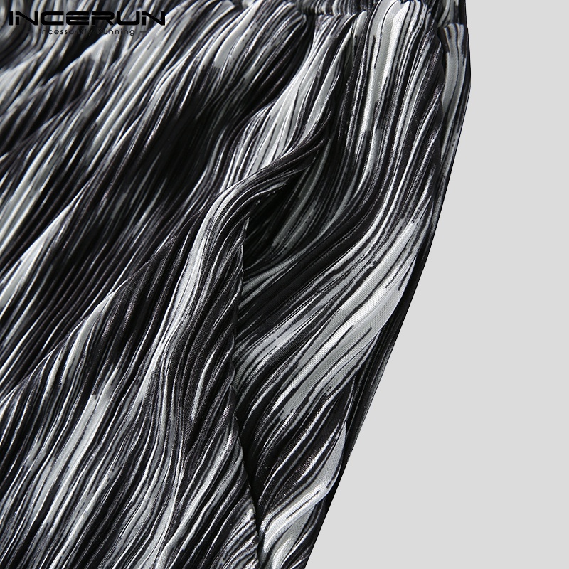 Quần dài INCERUN dáng rộng ống suông lưng thun in họa tiết đơn giản thời trang cho nam