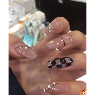 Bộ nail box sơn thạch caro kẻ line đen