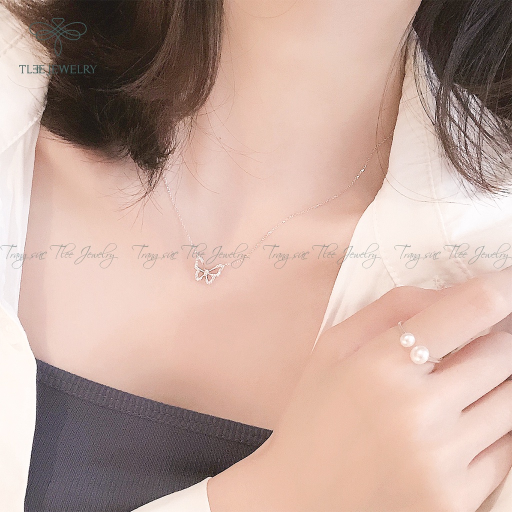 Dây chuyền bạc nữ TLEE mặt hồ điệp nạm đá sang trọng NCJ D0108