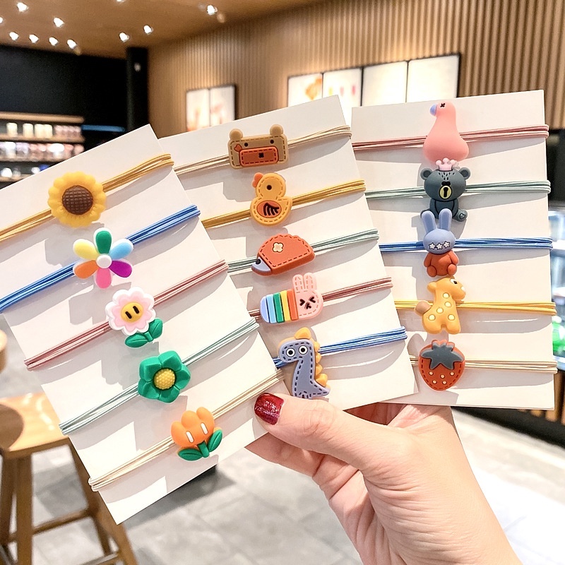 Dây buộc tóc trang trí hoa/gấu/trái cây đáng yêu