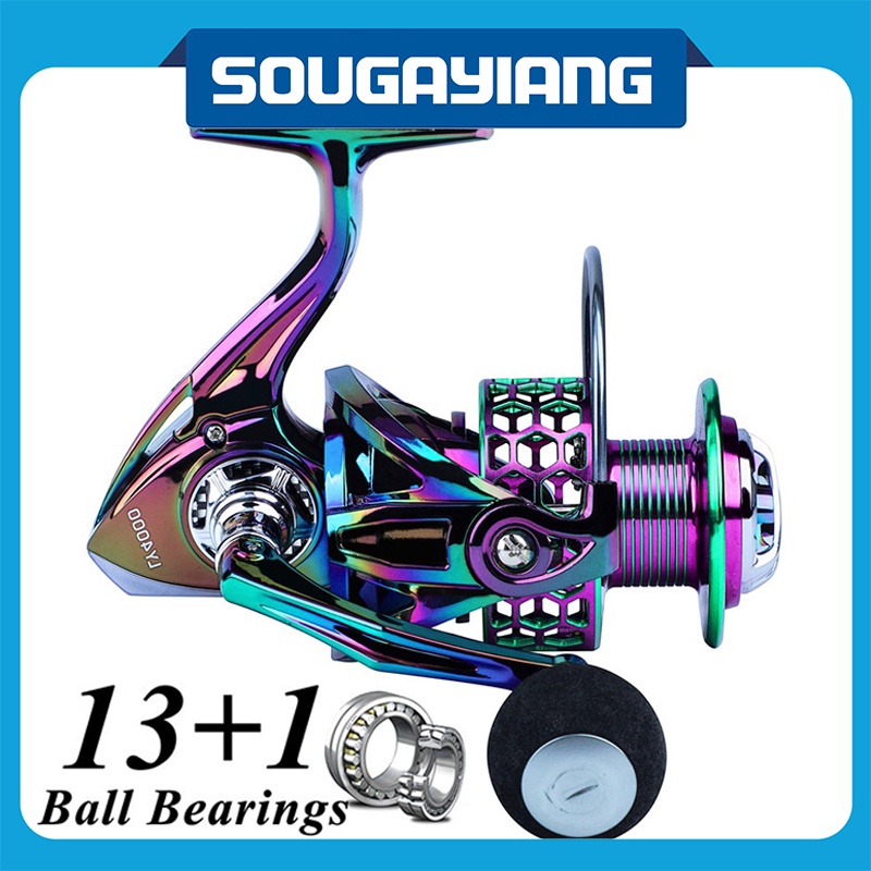 Sougayilang Fishing Reel 13 +1 BB Spinning Reels Light Weight Ultra Smooth Powerful Fishing Reels CNC Left/right Handle with Graphite Frame for Freshwater Fishing