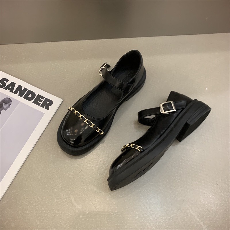 Giày búp bê Mary Jane nữ da mềm  đế bằng cao 3cm phong cách học sinh Nhật Bản mã K01