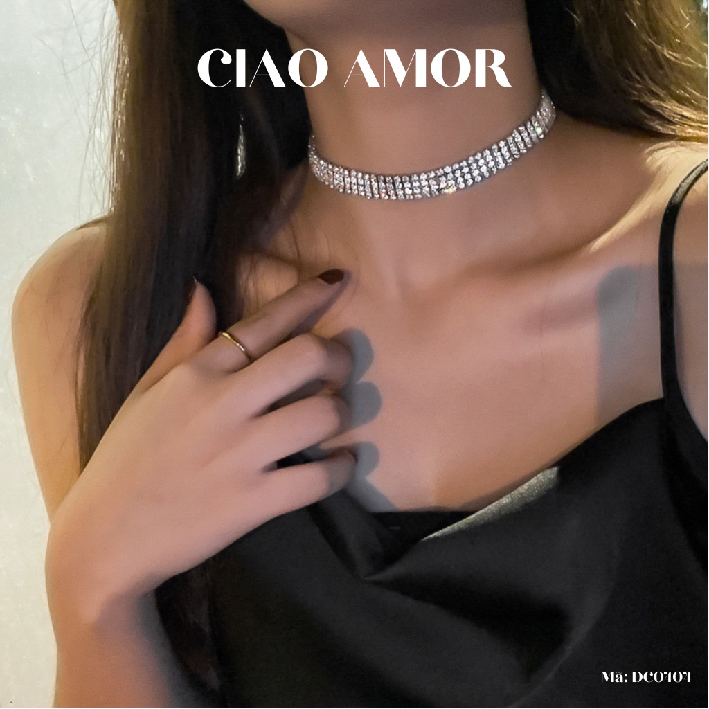 Choker đá, Dây chuyền lấp lánh 4 mảnh dài thẳng xích sang trọng dự tiệc Trang sức Ciao Amor - DC0404