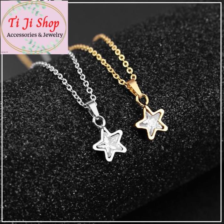 DÂY CHUYỀN NỮ INOX NGÔI SAO MẠ VÀNG ĐÍNH XOÀN - siêu đẹp,