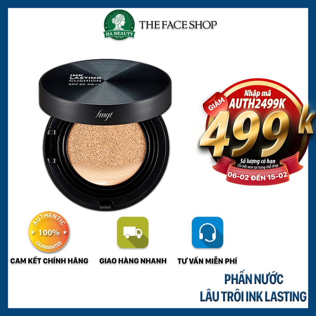 Phấn nước trang điểm lâu trôi che phủ tốt khuyết điểm hàn quốc The Face Shop fmgt Ink Lasting Cushion 15g SPF30 PA++