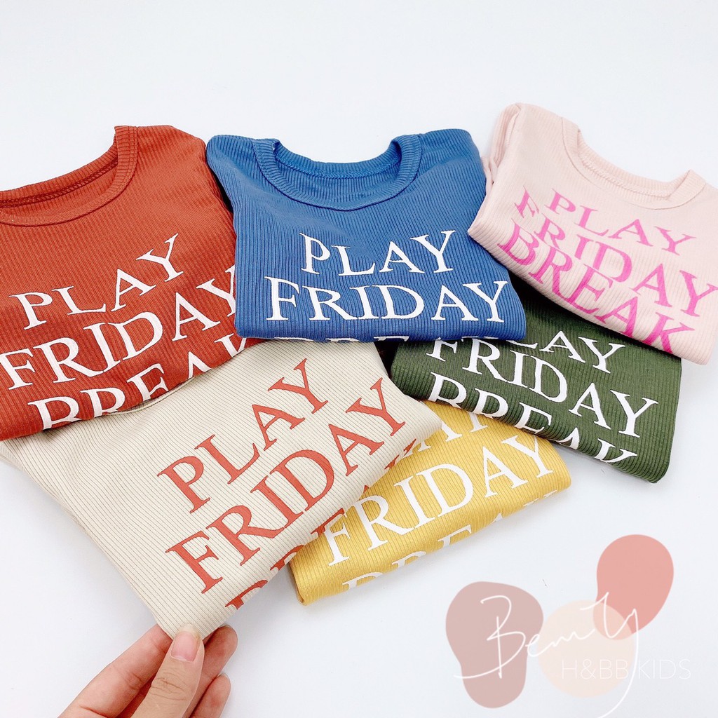 Bộ đồ dài tay cho bé trai bé gái chất LEN TĂM mềm mịn in chữ FRIDAY_ Bộ quần áo cho bé từ 6- 16 kg