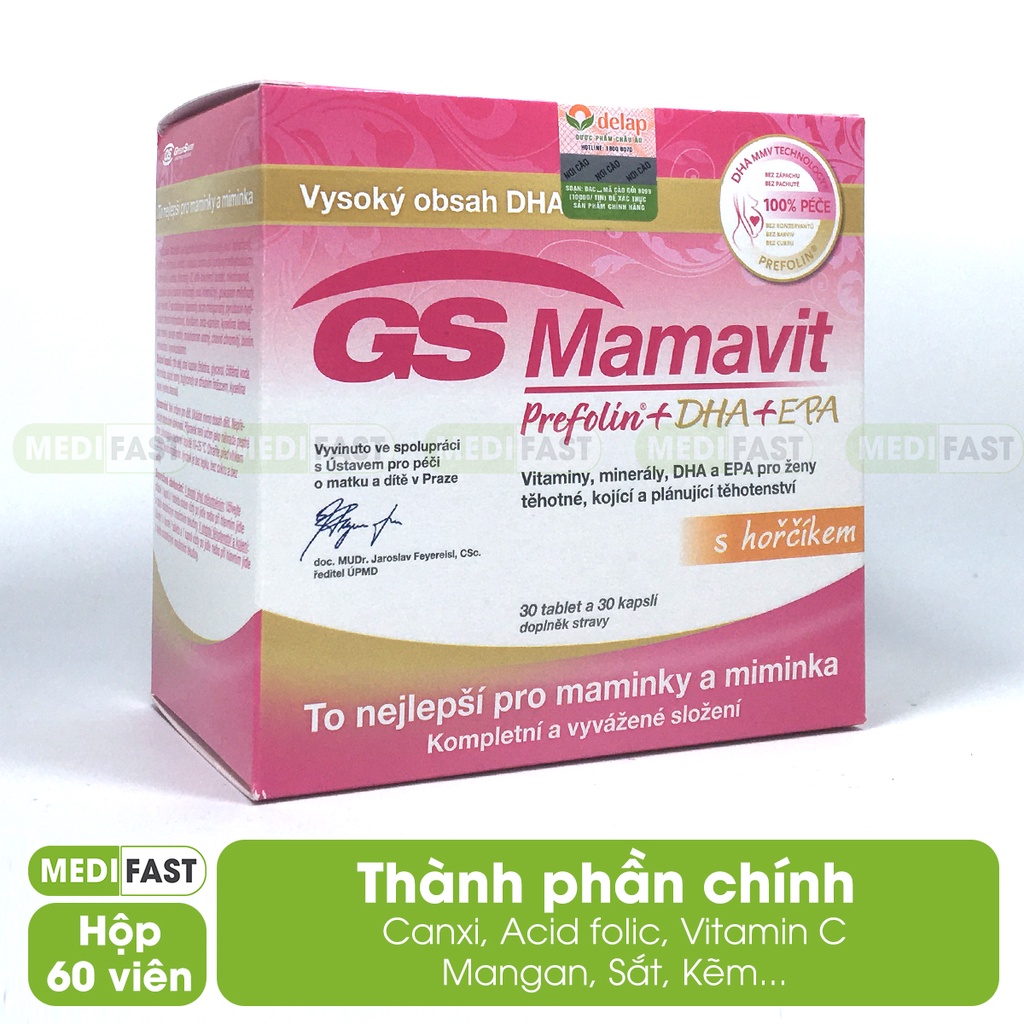Vitamin tổng hợp cho bà bầu - Vitamin GS Mamavit Có DHA và EPA cho phụ nữ mang thai và cho con bú - Hộp 60 viên