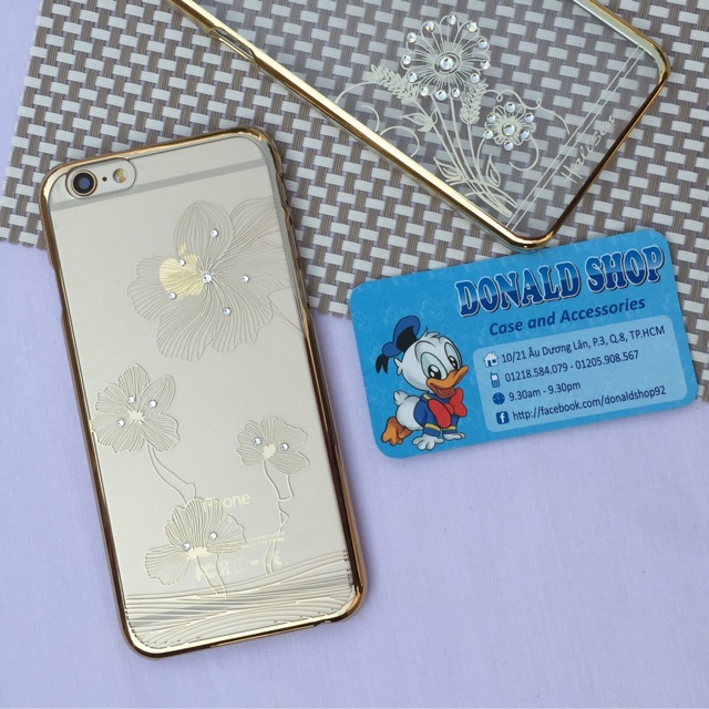 Ốp iphone 6 / 6s  viền xi vàng fullbox