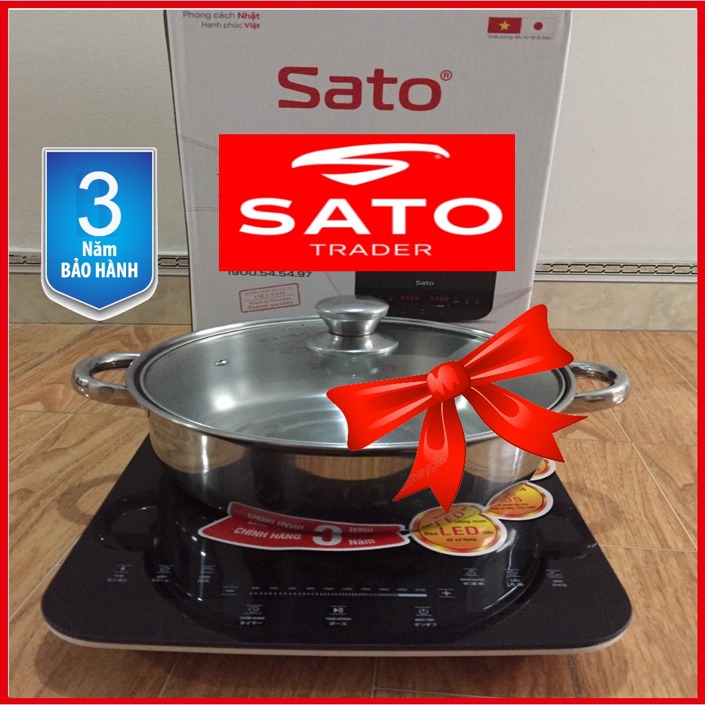Bếp từ đơn Sato BT044, Siêu cao cấp nhất thị trường Việt Nam, Bảo hành chính hãng 03 năm, Tặng kèm nồi lẩu D30 Siêu đẹp