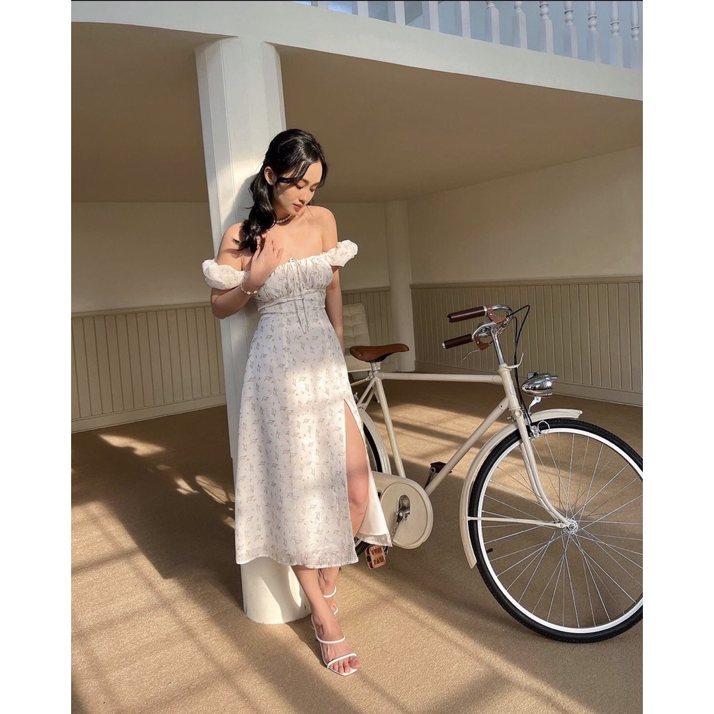 ĐẦM MAXI HOA TRẮNG RÚT NGỰC EN FUEGO