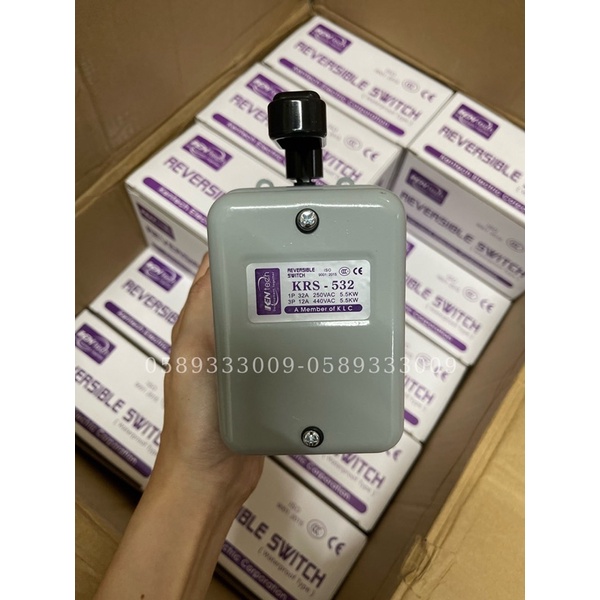 Công tắc máy tiện KRS-315 KRS-330 KRS-532 cầu dao đảo chiều động cơ điện 3 pha điện áp 380VAC/ Reversible Switch Kentech