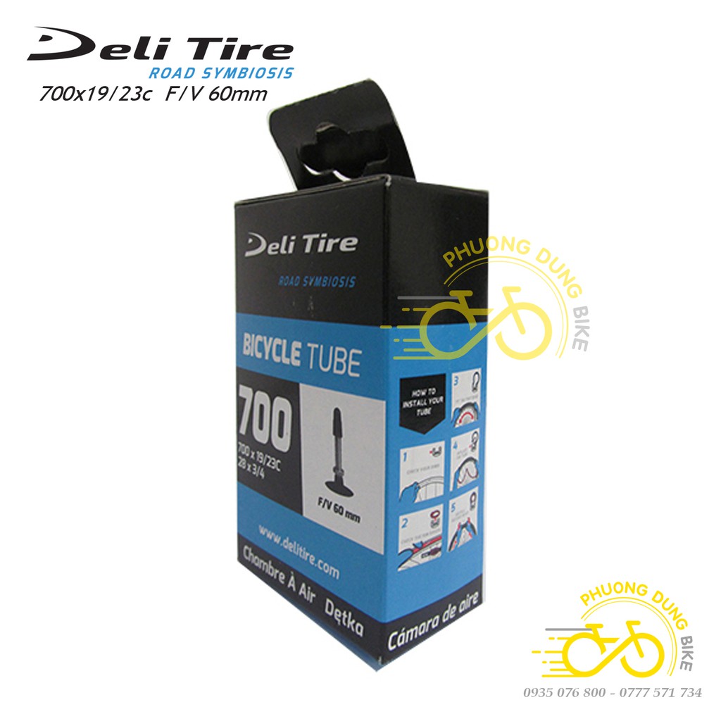 Ruột (Săm) xe đạp Deli Tire 700x19-23C 60mm VAN PHÁP - VAN XE ĐẠP