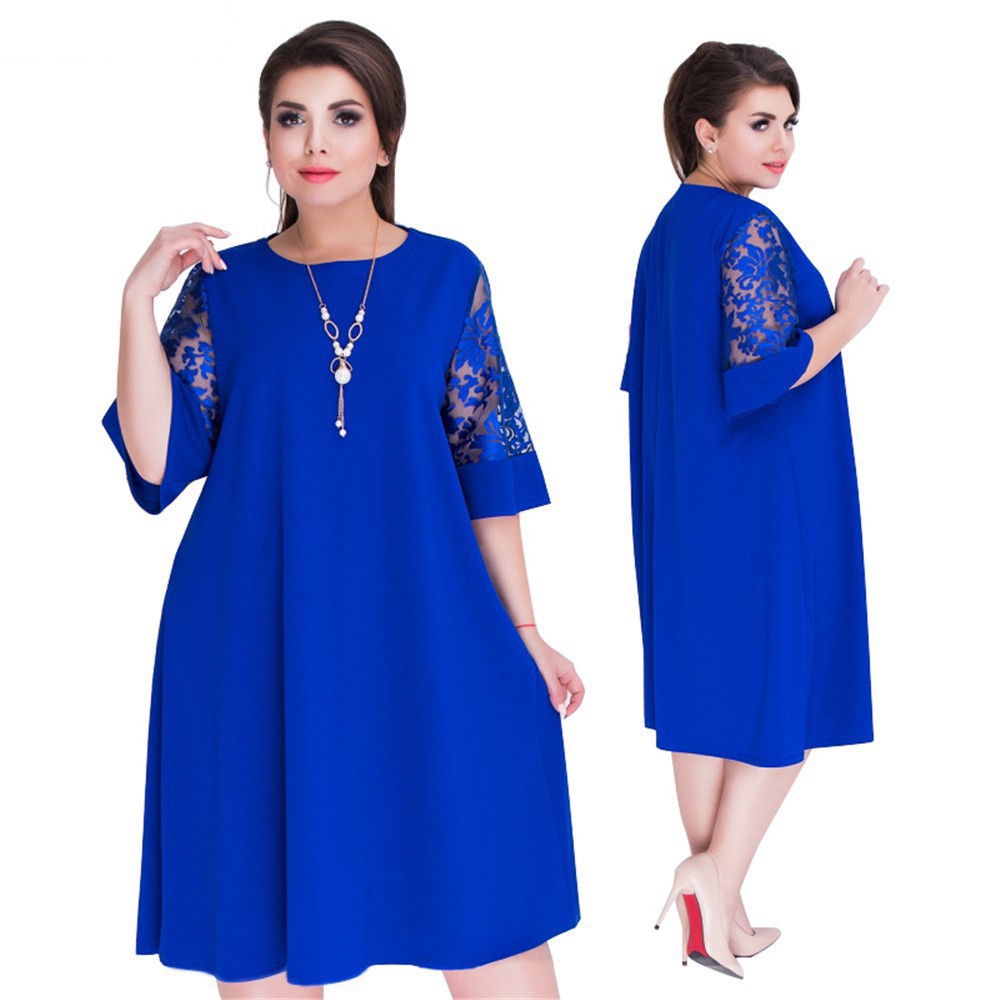 Đầm nữ suông tay ngắn phối ren thời trang | BigBuy360 - bigbuy360.vn