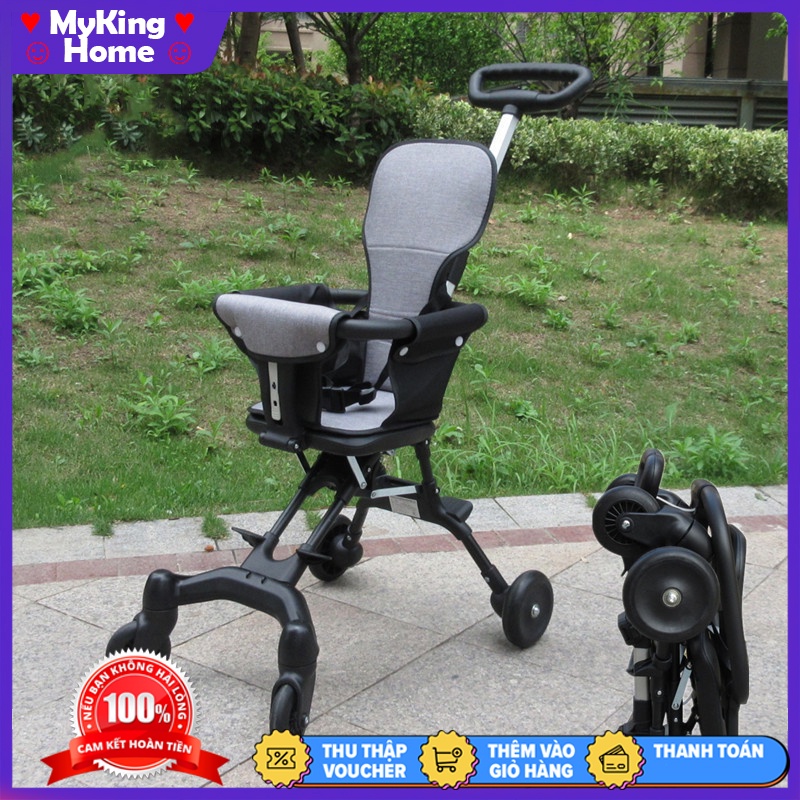 Xe đẩy đi dạo cho bé 4 bánh 2 chiều có thể gấp gọn kèm đệm, trọng lượng siêu nhẹ, xe đẩy gấp gọn em bé đi du lịch