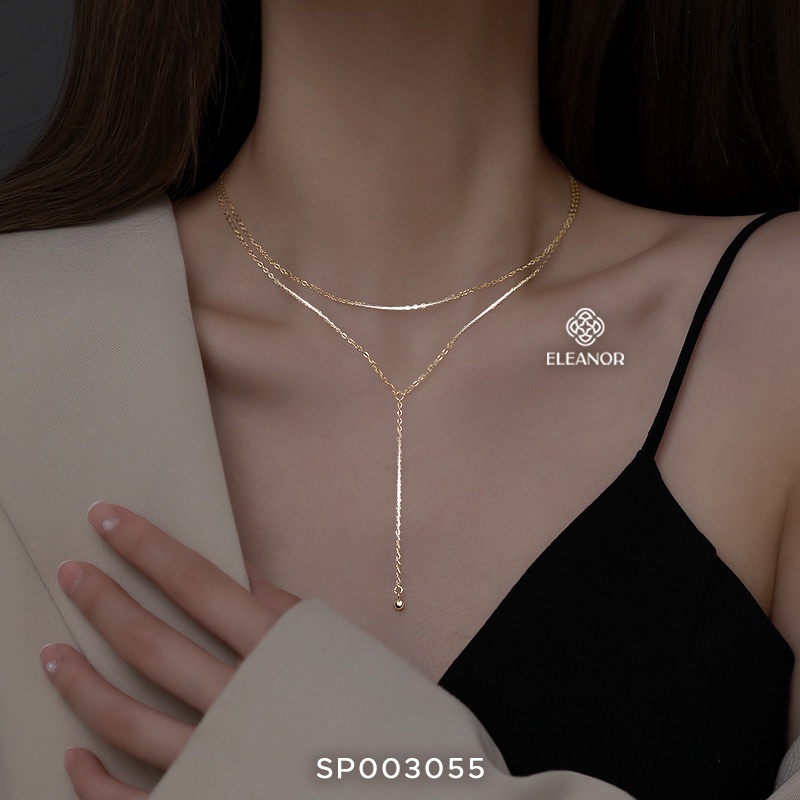 Dây chuyền nữ bạc 925 Eleanor Accessories thiết kế hai dây dáng dài đơn giản phụ kiện trang sức dễ thương