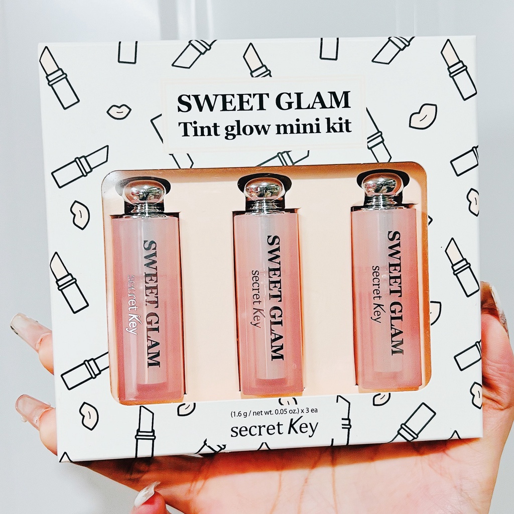 Set 3 Son Dưỡng Môi Có Màu Secret Key Sweet Glam Tint Glow Mini Kit