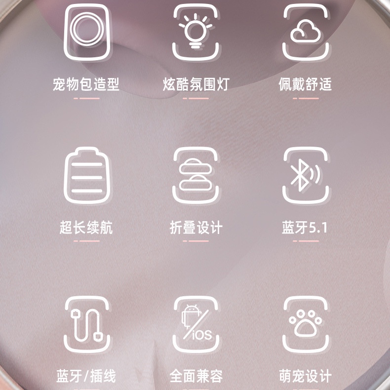 Tai Nghe Chụp Tai MS-B4 Kết Nối Bluetooth Kiểu Dáng Thú Cưng Hoạt Hình Có Đèn Và Chức Năng Bass Nặng Hỗ Trợ Chơi Game