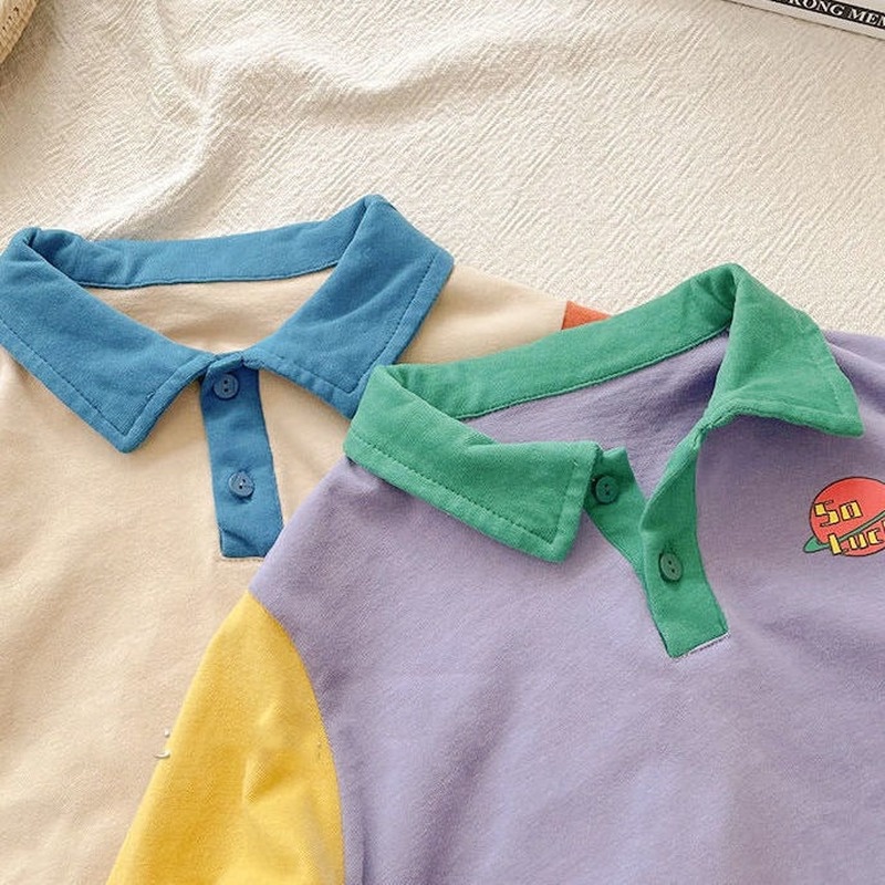 Áo polo Dài Tay Chất Liệu Cotton Mỏng Thời Trang Mùa Xuân Thu Theo Phong Cách Hàn Quốc Cho Bé