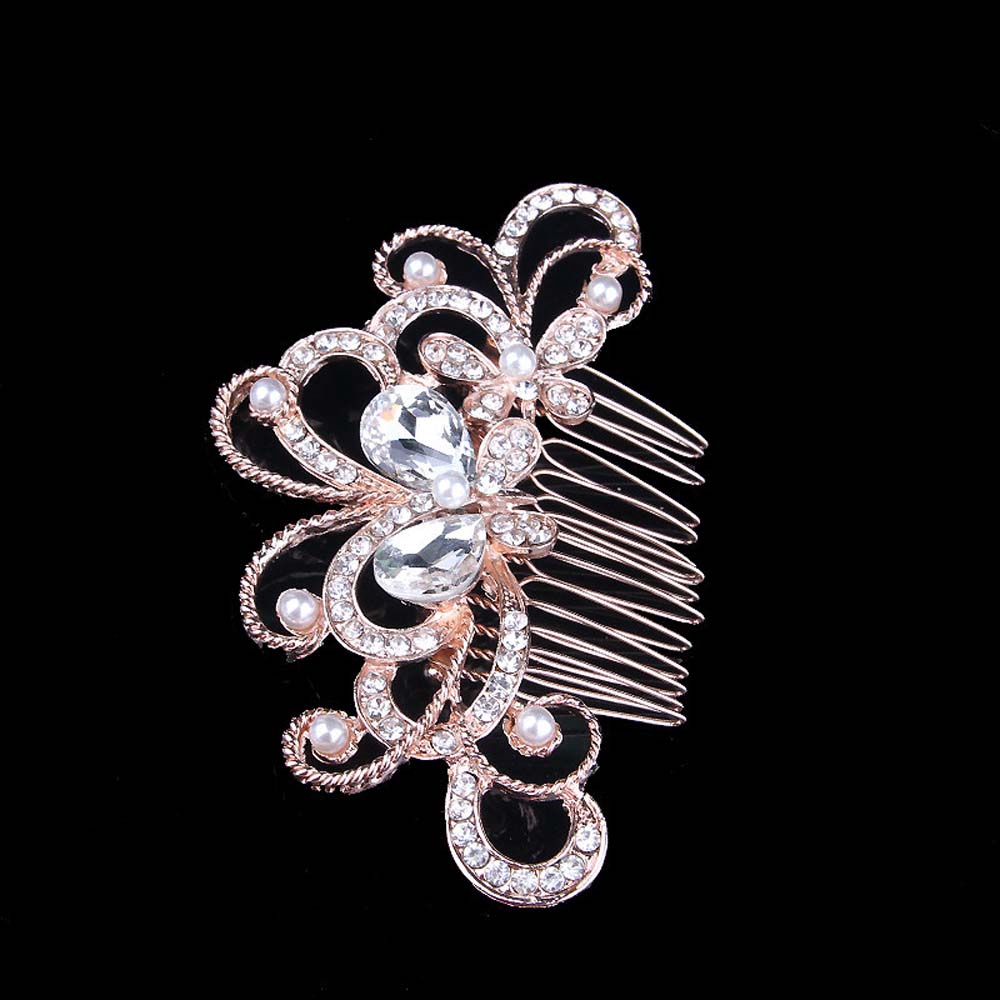 Lược cài tóc hình bông hoa đính ngọc trai