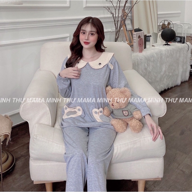 Bộ Bầu coton cao cấp hàng loại 1Hàng có khoá cho con timặc được bầu và sau sinh freesize 45-68kg