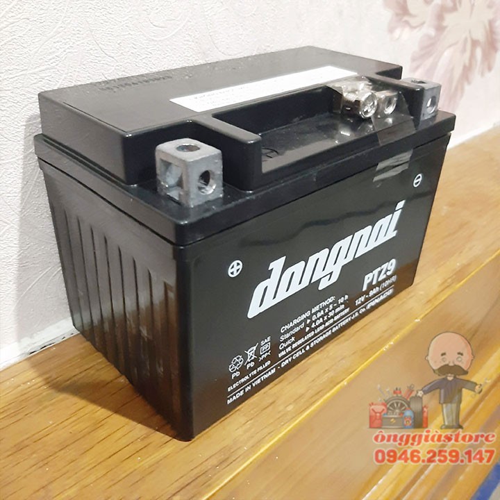 Bình acquy 9Ah PTX9L-PTZ9 Pinaco cho xe máy Excel, Vespa, Shark, Zip, Fly- PT36