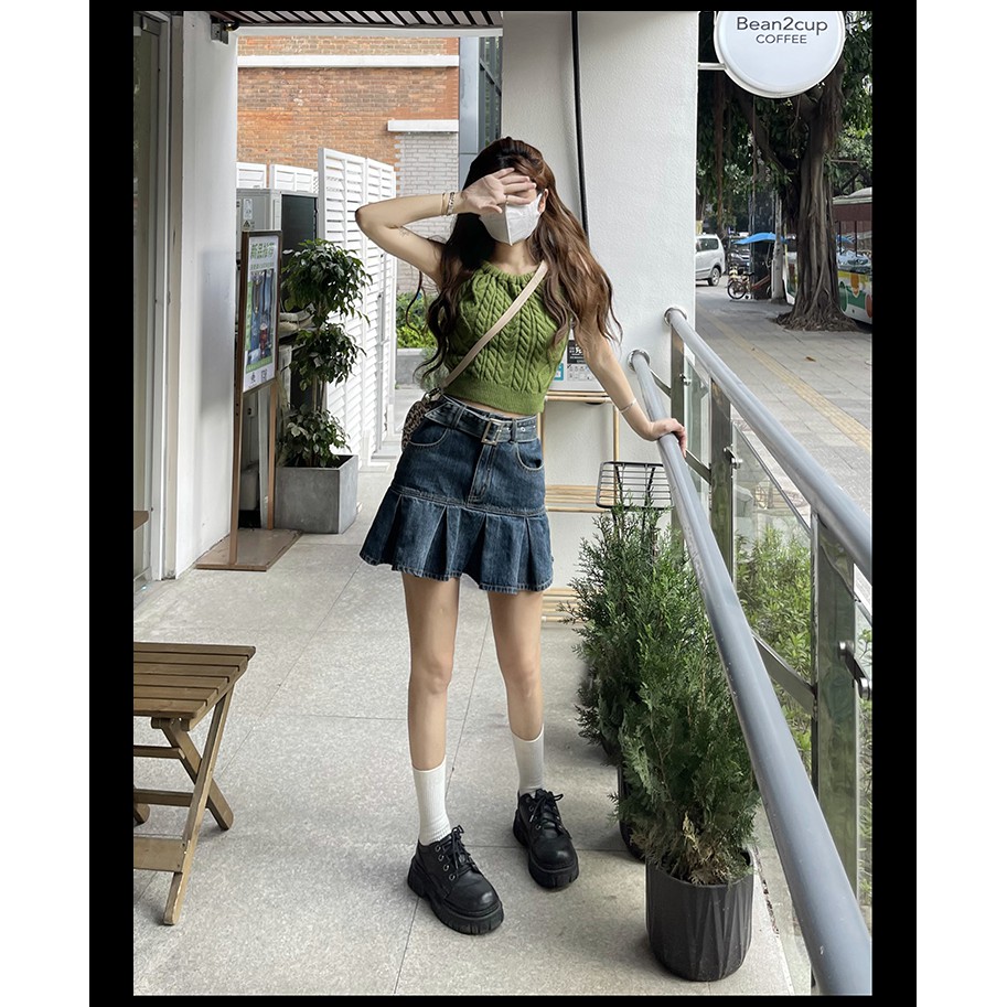 Xiaozhainv Áo Yếm Croptop Dệt Kim Sát Nách Thoáng Khí Thời Trang Mùa Hè Cho Nữ