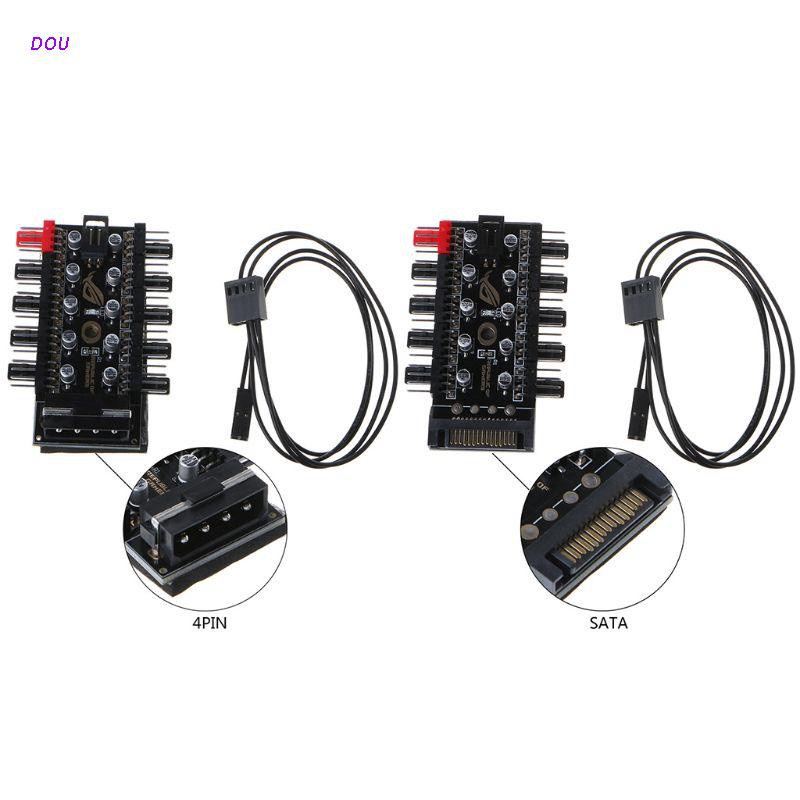 Set 10 Dây Cáp Chia Cổng Quạt Tản Nhiệt Pwm Sata 4pin Có Tụ Điện Chất Lượng Cao