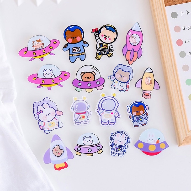 Phụ Kiện Sticker Gim Cài Trang Trí Balo Ulzzang Túi Ví Dễ Thương - Huy Hiệu Cài Cặp Học Sinh, Mũ, Nón - Combo 3 Pin Cài