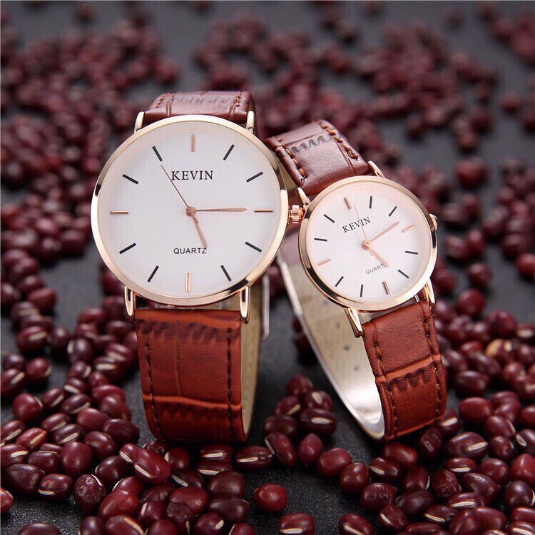 Đồng hồ cặp thời trang nam nữ Kevin viền bạc TXC77
