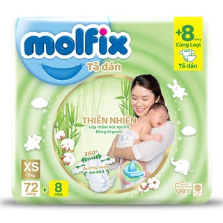 Tã dán sơ sinh Molfix Thiên nhiên Jumbo Newborn XS72+8 miếng