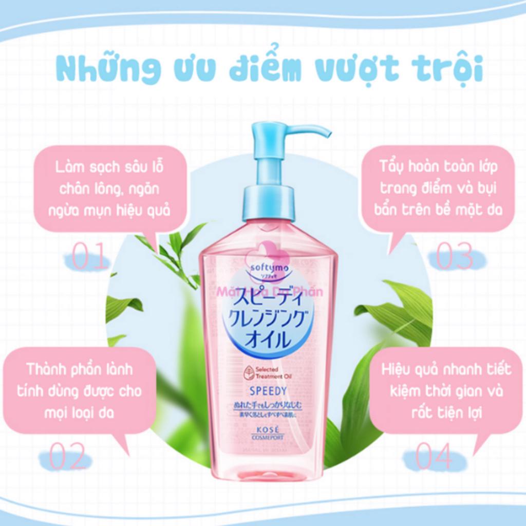 Dầu tẩy trang Softymo Speedy Cleansing Oil  Dầu tẩy trang nhanh dịu nhẹ màu hồng không cần rửa lại bằng nước chai 230ml
