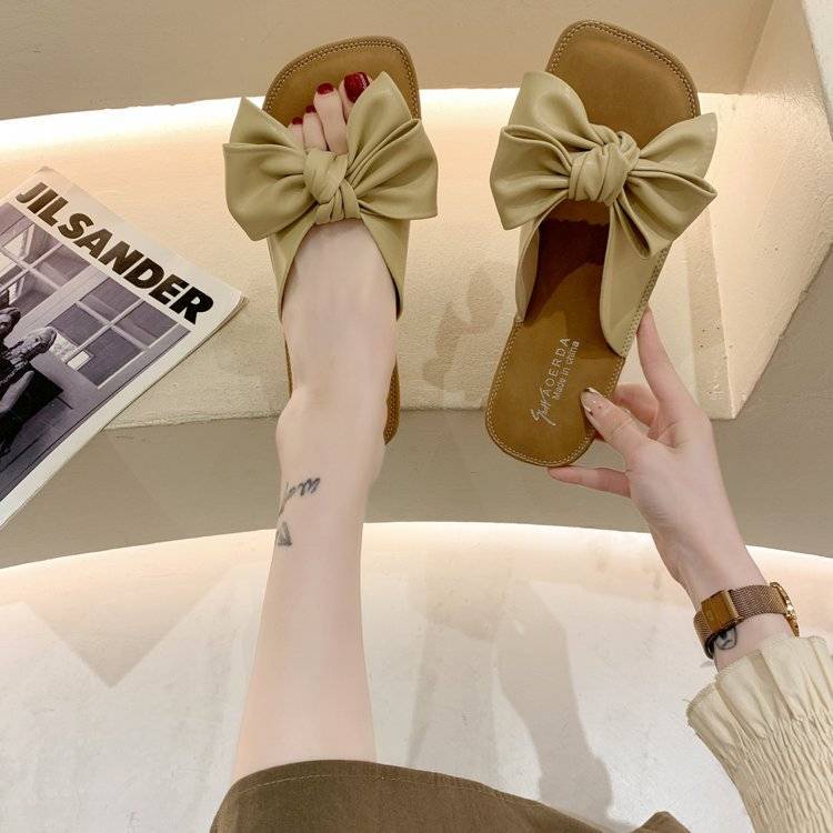 Dép Đế Mềm Chống Trượt Đính Nơ Thời Trang Cho Nữ