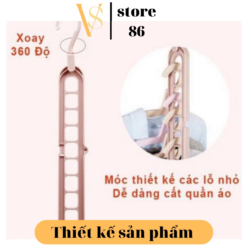 Móc treo quần áo thông minh 9 lỗ - Móc treo quần áo đa năng tiết kiệm diện tích (MT9L)